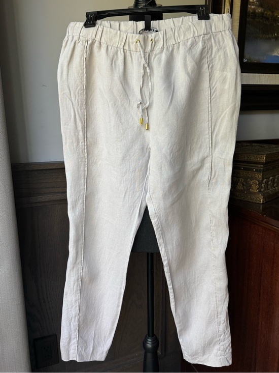 Ellen Tracy Pants - Ellen Tracy women’s Linen Drawstring Pants - Cream